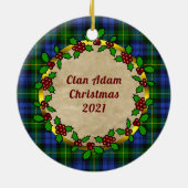 Décoration En Céramique Adam Clan Badge & Tartan Noël personnalisé (Dos)