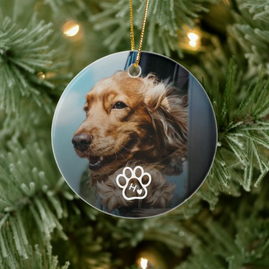 Décoration En Céramique Add Your Own Photo Dog Pets Monogram (Arbre)