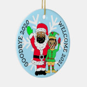 Décoration En Céramique Adieu 2020, Bienvenue 2021 Ethnic Père Noël (Droite)