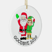 Décoration En Céramique Adieu 2020 Père Noël et Elf en Facemask (Droite)