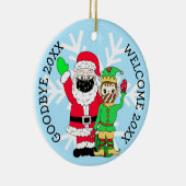 Décoration En Céramique Adieu 20XX, Bienvenue 20XX Père Noël Elf Facemask (Droite)