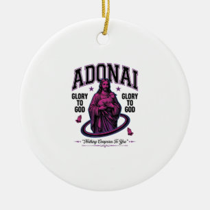 Décoration En Céramique Adonai Gloire à Dieu Design Vectoriel Vintage Chré