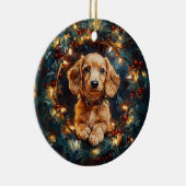 Décoration En Céramique Adorable Doxie Chien Lumières Arbre de Noël (Droite)