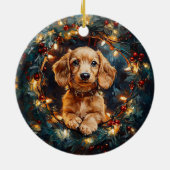 Décoration En Céramique Adorable Doxie Chien Lumières Arbre de Noël (Dos)