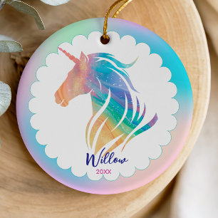 Décoration En Céramique adorable pastel arc-en-ciel unicorn girn gardien d