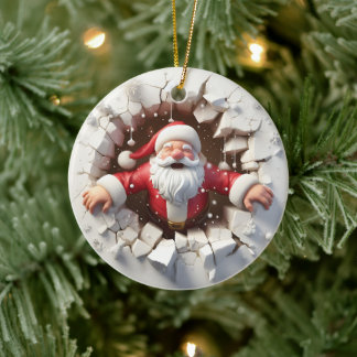 Décoration En Céramique Adorable Père Noël Ornament de Noël 3D