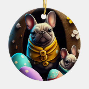 Décoration En Céramique Adorable Pug avec des œufs de Pâques Un thème fest
