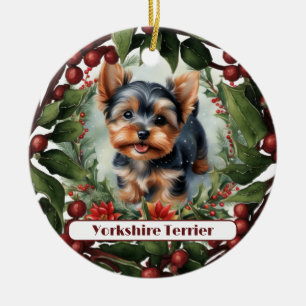 Décoration En Céramique Adorable Yorkie, Noël personnalisé