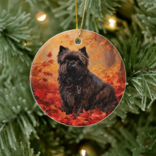 Décoration En Céramique Affenpinscher en automne Feuilles automne Inspiré