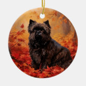 Décoration En Céramique Affenpinscher en automne Feuilles automne Inspiré (Devant)