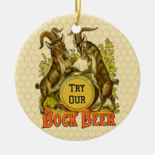 Décoration En Céramique Affiche de bière Bock vintage : Antique Goat Saloo