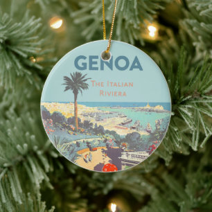 Décoration En Céramique Affiche de voyage vintage de Gênes Riviera italien