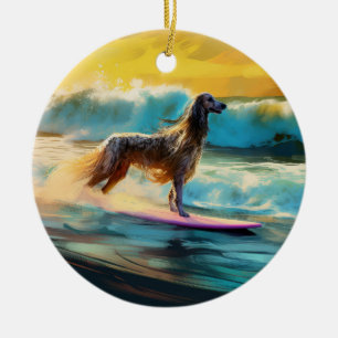 Décoration En Céramique Afghan Hound Beach Surf Peinture