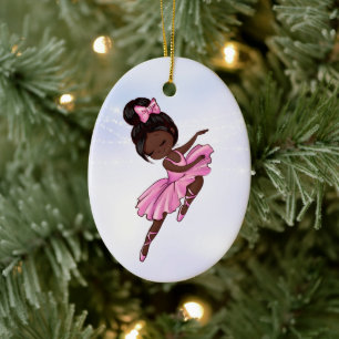Décoration En Céramique Afro-Américaine Ballerina Rose, Violet Noël