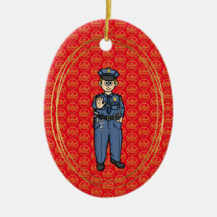 Décoration En Céramique Agent de patrouille frontalière des États-Unis Orn
