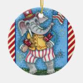 DÉCORATION EN CÉRAMIQUE AGRÉABLE PATRIOTIQUE ÉLÉPHANT WAVANT DRAPEAU AMÉRI (Devant)