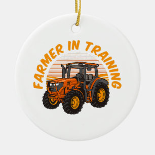 Décoration En Céramique Agriculteur drôle de l'avenir en formation Tracteu