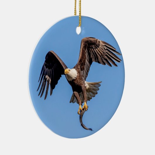 Décoration En Céramique Aigle Bald avec un poisson (Droite)