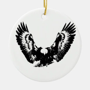 Décoration En Céramique Aigle noir et blanc