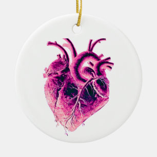 Décoration En Céramique Aimant Coeur Anatomique rose violet néon électriqu
