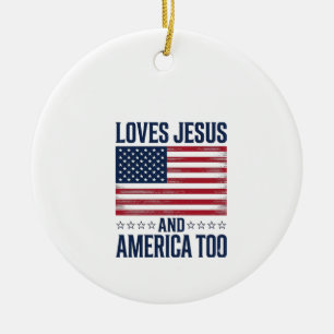 Décoration En Céramique Aime Jésus et l'Amérique aussi T-shirt chrétien pa