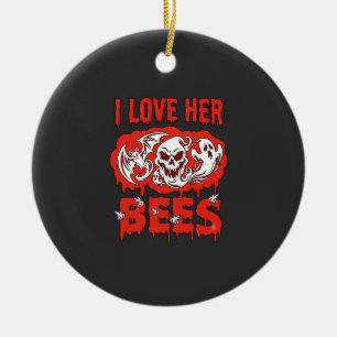 Décoration En Céramique Aime ses abeilles crâne chauve-souris fantôme sang
