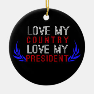 Décoration En Céramique Aimer mon pays, Aimer mon président USA Pride
