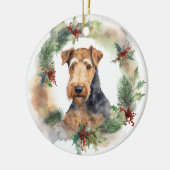 Décoration En Céramique Airedale Christmas Wreath Festive Pup (Gauche)