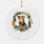 Décoration En Céramique Airedale Christmas Wreath Festive Pup (Dos)
