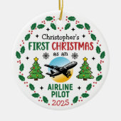 Décoration En Céramique Airline Pilot First Christmas Personalized (Devant)