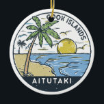 Décoration En Céramique Aitutaki Îles Cook Vintage<br><div class="desc">Design vectoriel Aitutaki. Aitutaki est l'une des îles Cook,  qui sont dans le Pacifique Sud. Il se compose d'une île principale,  d'un lagon turquoise et d'une barrière de corail environnante.</div>