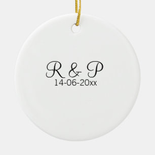Décoration En Céramique Ajouter monogramme du nom du couple ajouter date a