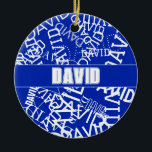 Décoration En Céramique Ajouter n'importe quel nom, nom collage En bleu &<br><div class="desc">Complètement personnalisable,  customisez ce design comme vous le souhaitez.</div>