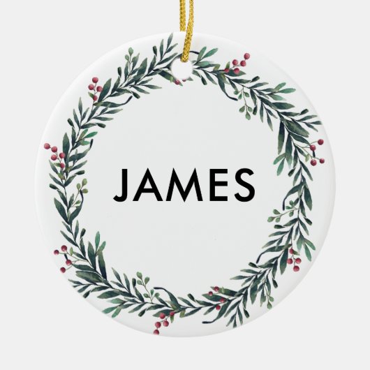 Décoration En Céramique Ajouter Votre Nom Courbe de Noël Personnalisée (Devant)