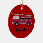 Décoration En Céramique Ajouter votre nom Red Fire truck Personnalisé (Droite)