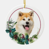 Décoration En Céramique Akita Chien À feuillage persistant Berry Wreath (Devant)
