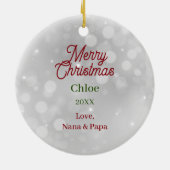 Décoration En Céramique Akita Chien enveloppé dans les lumières de Noël (Dos)