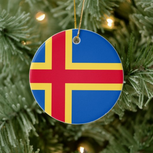Décoration En Céramique Aland Islands Flag Personalized Custom (Arbre)
