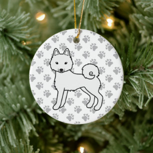 Décoration En Céramique Alaskan Klee Kai Blanc Chien de Dessin Animé Migno