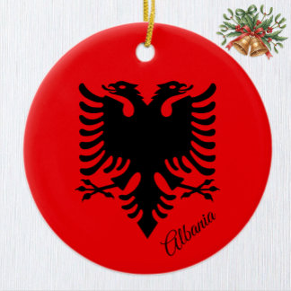 Décoration En Céramique Albania Christmas Ornament, Albanian Flag
