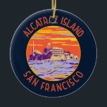Décoration En Céramique Alcatraz Island San Francisco Cercle en détresse<br><div class="desc">Art vectoriel Alcatraz Island. Alcatraz Island à la tombée de la nuit avec un phare,  fortification militaire et prison fédérale située à San Francisco,  Californie.</div>