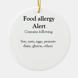 Décoration En Céramique Alerte d'allergie alimentaire ajouter nom texte él