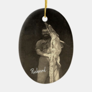 Décoration En Céramique Alligator vintage Homme Photo c 1920 Personnalisé 