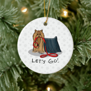 Décoration En Céramique Allons-y ! Yorkshire Terrier (Yorkie) Chien w Leas