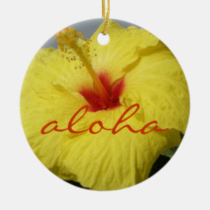 Décoration En Céramique Aloha, ketmie jaune d'Hawaï