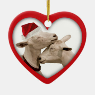 Décoration En Céramique Amants d'agriculteur de chèvre épousant ou coeur