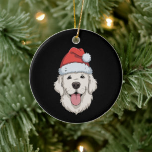 Décoration En Céramique Amateur de Golden Retriever Crème Chapeau de Noël