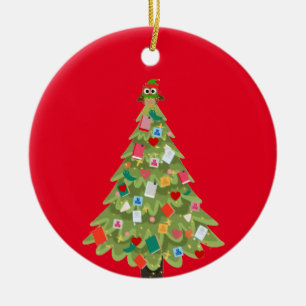 Décoration En Céramique Amateurs de livres heureux rêve arbre de Noël fun