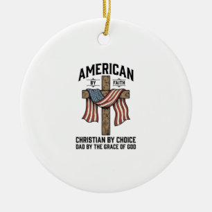 Décoration En Céramique Américain par la Foi Christian Papa Croix Patrioti
