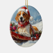 Décoration En Céramique American English Foxhound dans Sledge Christmas (Droite)